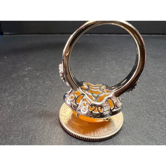 NEW Yellow Jade cherry blossom ring in sterling silver size 9 - Picture 8 of 10